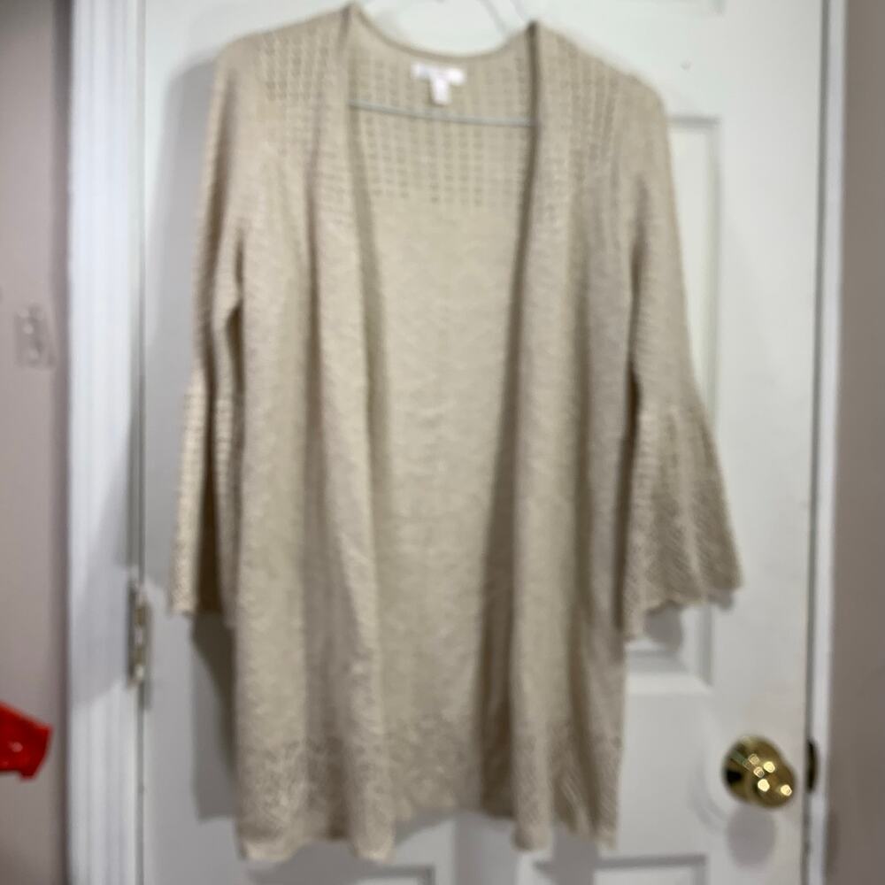 Lauren Conrad Open Cardigan Sweater Women Size Small Pink/Peach Knit Bell Sleeve